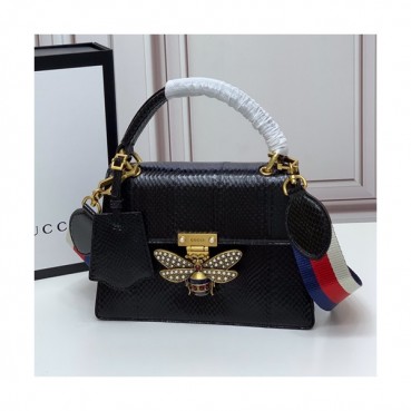 Gucci 2020 GG Queen Margaret Leather Tote Shoulder Bag,25.5CM - 구찌 2020 GG 퀸 마가렛 가죽 꿀벌 토트 숄더백 476541,GUB1082,25.5cm,블랙