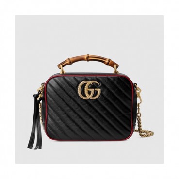 Gucci 2020 Marmont Bamboo Tote Shoulder Bag,22CM - 구찌 2020 마몬트 뱀부 토트 숄더백 602270,GUB1063 ,22cm,블랙