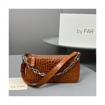 By Far 2020 Leather Tote Shoulder Bag,18cm - 바이 파 2020 레더 토트 숄더백 BYFB0031,18cm,연브라운