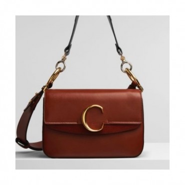 Chole 2020 C Leather Tote Shoulder Bag, 24cm -  끌로에 2020 C 레더 토트 숄더백,CLB0179,24cm,브라운
