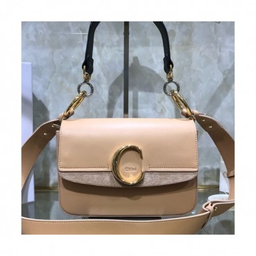 Chole 2020 C Leather Tote Shoulder Bag, 24cm -  끌로에 2020 C 레더 토트 숄더백,CLB0175,24cm,연핑크