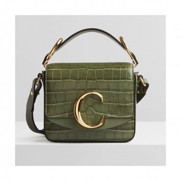 Chole 2020 C Leather Tote Shoulder Bag, 16cm -  끌로에 2020 C 레더 토트 숄더백,CLB0173,16cm,올리브