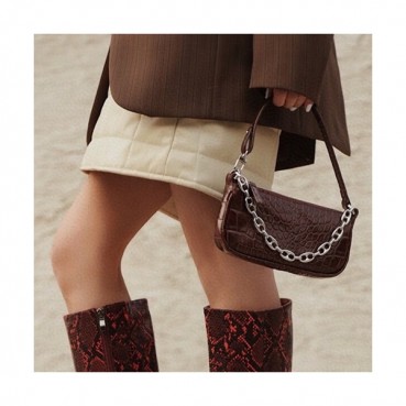 By Far 2020 Leather Tote Shoulder Bag,18cm - 바이 파 2020 레더 토트 숄더백 BYFB0029,18cm,브라운