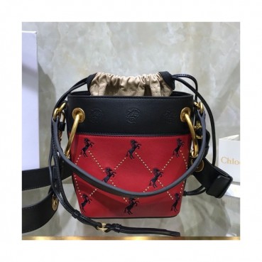 Chole 2020 Roy Leather Bucket Tote Shoulder Bag, 20cm -  끌로에 2020 로이 레더 버킷 토트 숄더백,CLB0160,20cm,레드