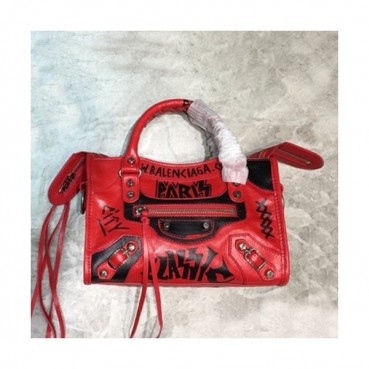 Balenciaga 2020 Graffiti Classic City Leather Small Tote Shoulder Bag,24CM - 발렌시아가 2020 그래피티 클래식 시티 레더 스몰 토트 숄더백,BGB0545,24CM,레드