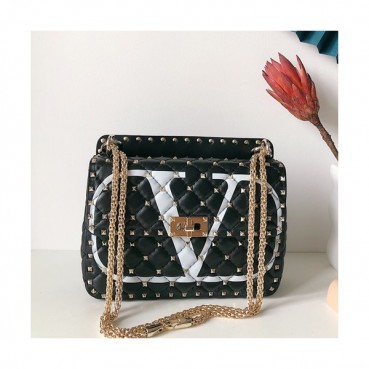 Valentino 2020 Leather Garavani Rockstud Spike Tote Shoudler Bag,24CM - 발렌티노 2020 레더 가라바니 락스터드 스파이크 토트 숄더백,VTB0959,24CM,블랙