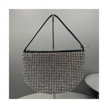 Alexander Wang 2019 Cubic & Leather Tote Shoulder Bag,23cm - 알렉산더왕 2019 큐빅 & 레더 토트 숄더백 AWB0039,23cm,블랙(화이트큐빅)