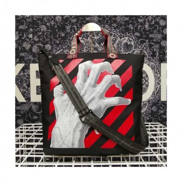 Off White 2019 Canvas Tote Shoulder Shopper Bag - 오프화이트 2019 캔버스 남여공용 토트 숄더 쇼퍼백 OFFB0104, 블랙