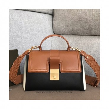 Bottega Veneta 2019 Piazza Large Tote Shoulder Bag,25cm - 보테가 베네타 2019 피아짜 라지 토트 숄더백, 567209,BVB0508,25cm,블랙+브라운