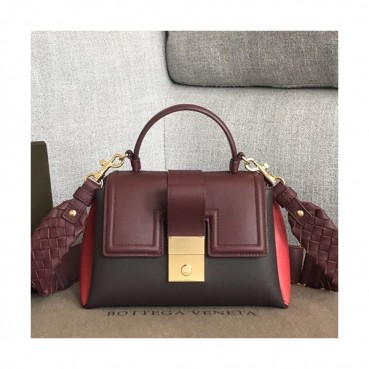 Bottega Veneta 2019 Piazza Small Tote Shoulder Bag,20cm - 보테가 베네타 2019 피아짜 스몰 토트 숄더백, 567208,BVB0506,20cm,와인+다크브라운