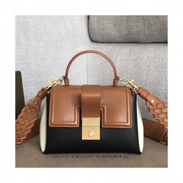 Bottega Veneta 2019 Piazza Small Tote Shoulder Bag,20cm - 보테가 베네타 2019 피아짜 스몰 토트 숄더백, 567208,BVB0505,20cm,블랙+카멜