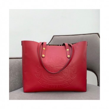 Burberry 2019 Leather Tote Shoulder Shopper Bag, 35cm - 버버리 2019 여성용 레더 토트 숄더 쇼퍼백 ,BURB0445,35cm,레드