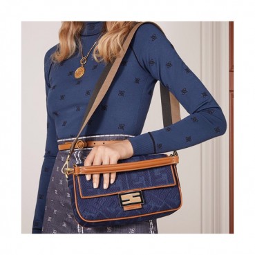 Fendi 2019 Baguette Denim Tote Shoulder Bag, 26cm - 펜디 2019 바게트 데님 토트 숄더백,FENB0503,26cm,블루