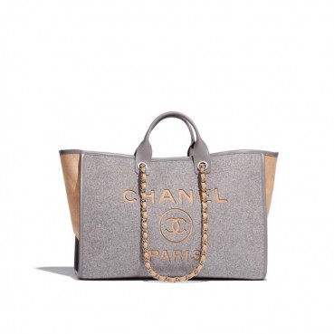 Chanel 2019 Women Felt Tote Shoulder Shopper Bag,44cm - 샤넬 2019 여성용 펠트 토트 숄더 쇼퍼백,CHAB1361, 44cm,그레이