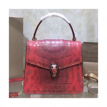 Bvlgari 2019 Serpenti Chain Tote Shoulder Bag,18CM - 불가리 2019 세르펜티 체인 토트 숄더백,BVLB0202,18cm,레드