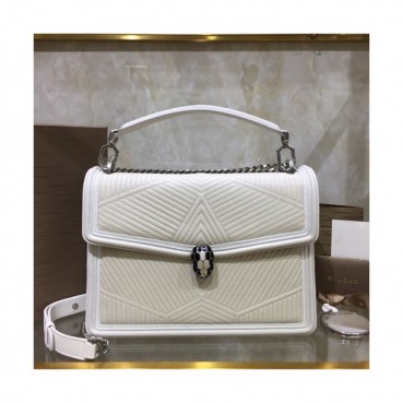 Bvlgari 2019 Serpenti Forever Chain Tote Shoulder Bag,28.5CM - 불가리 2019 세르펜티 포에버 체인 토트 숄더백,BVLB0191,28.5cm,화이트