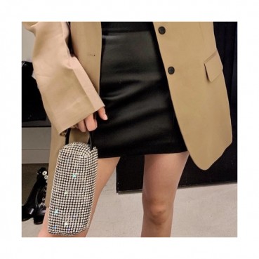 Alexander Wang 2019 Cubic & Leather Tote Bag,20.5cm - 알렉산더왕 2019 큐빅 & 레더 토트백 AWB0025,20.5cm,블랙(화이트큐빅)