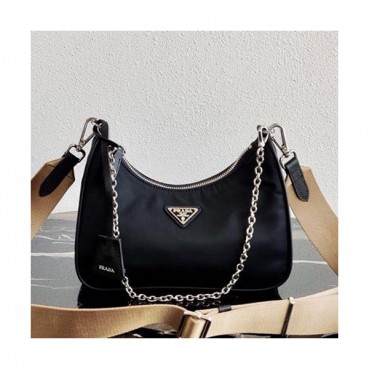 Prada 2019 Nylon Hobo Tote Shoulder Bag,22CM - 프라다 2019 나일론 호보 토트 숄더백,PRAB0102,22cm,블랙