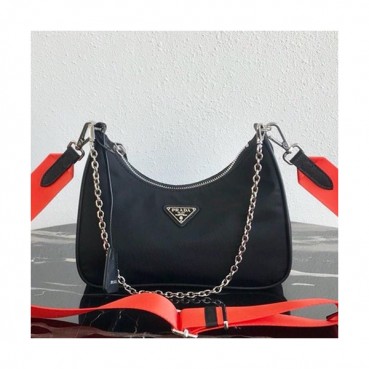 Prada 2019 Nylon Hobo Tote Shoulder Bag,22CM - 프라다 2019 나일론 호보 토트 숄더백,PRAB0099,22cm,블랙