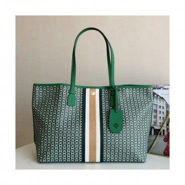 Tory Burch 2019 Canvas Tote Shopper Bag,39cm - 토리버치 2019 캔버스 토트 쇼퍼백 TBB0243,39cm,그린