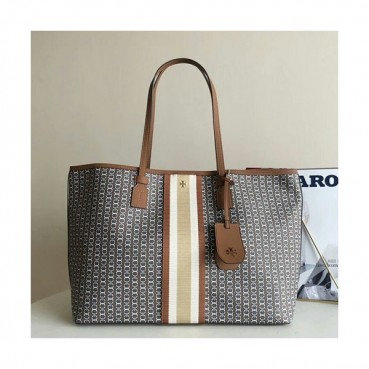Tory Burch 2019 Canvas Tote Shopper Bag,39cm - 토리버치 2019 캔버스 토트 쇼퍼백 TBB0242,39cm,브라운