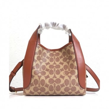 Coach 2019 PVC Tote Shoulder Bag,23cm - 코치 2019 PVC 토트 숄더백 COAB0229,23cm,브라운