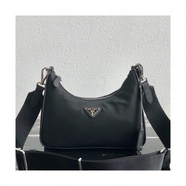 Prada 2019 Nylon Hobo Tote Shoulder Bag,22CM - 프라다 2019 나일론 호보 토트 숄더백,PRAB0097,22cm,블랙