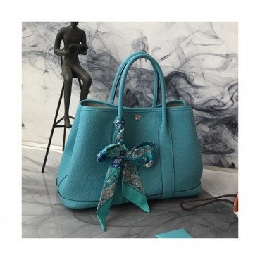 Hermes 2019 Garden Party Leather Tote Bag ,30cm - 에르메스 2019 가든파티 레더 여성용 토트백 HERB0786,30cm,스카이블루