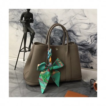 Hermes 2019 Garden Party Leather Tote Bag ,30cm - 에르메스 2019 가든파티 레더 여성용 토트백 HERB0784,30cm,그레이