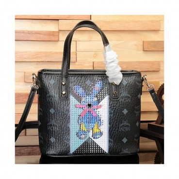 MCM 2019 Anya Visetos Mini Tote Shoulder Shopper Bag,20cm - 엠씨엠 2019 여성용 Anya 비세토스 미니 토트 숄더 쇼퍼백 MCMB0398, 20cm,블랙