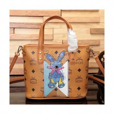 MCM 2019 Anya Visetos Mini Tote Shoulder Shopper Bag,20cm - 엠씨엠 2019 여성용 Anya 비세토스 미니 토트 숄더 쇼퍼백 MCMB0397, 20cm,브라운