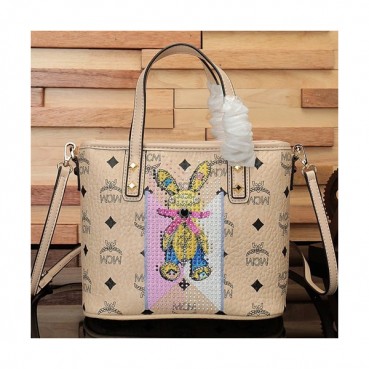 MCM 2019 Anya Visetos Mini Tote Shoulder Shopper Bag,20cm - 엠씨엠 2019 여성용 Anya 비세토스 미니 토트 숄더 쇼퍼백 MCMB0395, 20cm,베이지
