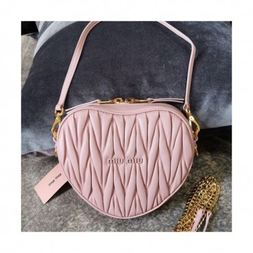 MiuMiu 2019  Matelasse  Chain Tote Shoulder Cross Bag,18cm - 미우미우 2019 마틀라세 체인 토트 숄더 크로스백,5BH166, MIUB0382  , 18cm,핑크