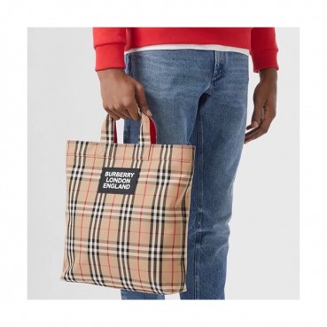 Burberry 2019 Nylon Tote Shoulder Shopper Bag, 38cm - 버버리 2019 나일론 남여공용 토트 숄더 쇼퍼백,BURB0431,38cm,베이지