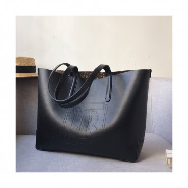 Burberry 2019 Leather TB Tote Shoulder Shopper Bag, 35cm - 버버리 2019 여성용 레더 TB 토트 숄더 쇼퍼백 ,BURB0428,35cm,블랙