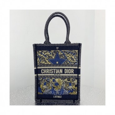 Dior 2019 Women Canvas Book Mini Tote Shopper Bag ,40CM - 디올 2019 여성용 캔버스 북 미니 토트 쇼퍼백  DIOB0459,40CM,다크네이비