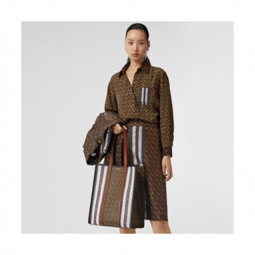 Burberry 2019 Canvas Tote Shoulder Shopper Bag, 40cm - 버버리 2019 여성용 캔버스 토트 숄더 쇼퍼백 ,BURB0419,40cm,브라운