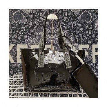 Off White 2019 Leather Tote Shoulder Shopper Bag - 오프화이트 2019 레더 여성용 토트 숄더 쇼퍼백 OFFB0099,블랙