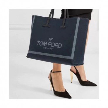 Tom Ford 2019 Denim Large Tote Shoulder Shopper Bag,37cm - 톰 포드 2019 여성용 데님 라지 토트 숄더 쇼퍼백 TFB0015,37cm,네이비