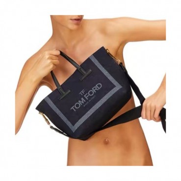 Tom Ford 2019 Denim Tote Shoulder Shopper Bag,24cm - 톰 포드 2019 여성용 데님 토트 숄더 쇼퍼백 TFB0013,24cm,네이비