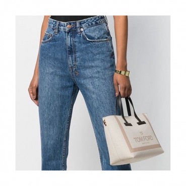 Tom Ford 2019 Denim Tote Shoulder Shopper Bag,24cm - 톰 포드 2019 여성용 데님 토트 숄더 쇼퍼백 TFB0012,24cm,화이트