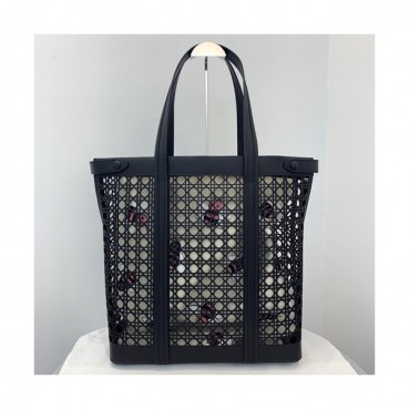 [매장판]Dior x Kaws 2019 Canvas & Leather Tote Shoulder Shopper Bag ,45CM - 디올 x 카우스 2019 여성용 캔버스 & 레더 토트 숄더 쇼퍼백  DIOB0453,45CM,블랙