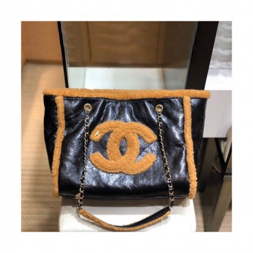 Chanel 2019 Women Tote Shoulder Shopper Bag,33cm - 샤넬 2019 여성용 토트 숄더 쇼퍼백,CHAB1287, 33cm,블랙+브라운