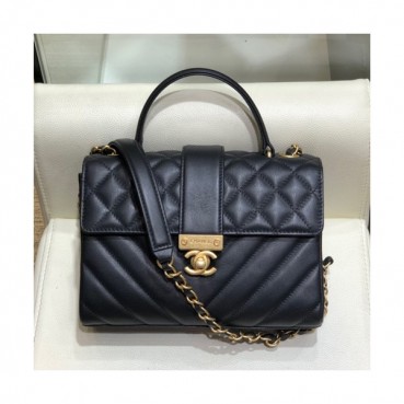 Chanel 2019 Leather Small Chain Tote Shoulder Bag ,22CM - 샤넬 2019 레더 스몰 체인 토트 숄더백  CHAB1266,22CM,블랙