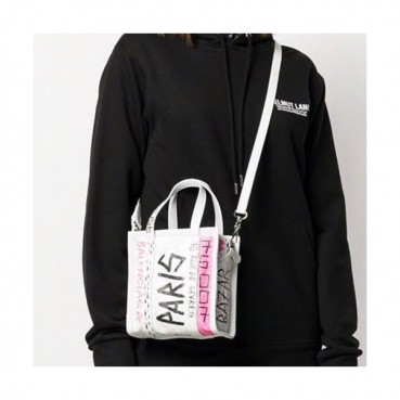 Balenciaga 2019 Bazar Leather Tote Shoulder Shopper Bag,22CM - 발렌시아가 2019 바자르 레더 남여공용 토트 숄더 쇼퍼백,BGB0474,22CM,화이트
