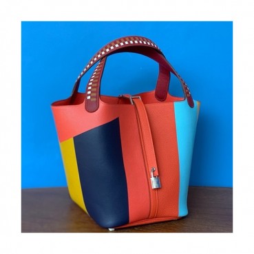Hermes 2019 Picotin Lock Leather Tote Bag,22cm - 에르메스 2019 피코탄 락 레더 여성용 토트백 HERB0759, 22cm,오렌지핑크