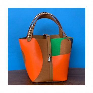 Hermes 2019 Picotin Lock Leather Tote Bag,22cm - 에르메스 2019 피코탄 락 레더 여성용 토트백 HERB0758, 22cm,브라운