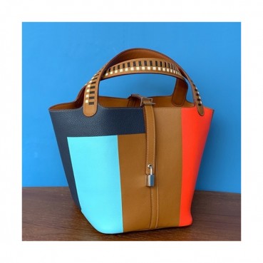 Hermes 2019 Picotin Lock Leather Tote Bag,22cm - 에르메스 2019 피코탄 락 레더 여성용 토트백 HERB0757, 22cm,브라운