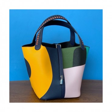 Hermes 2019 Picotin Lock Leather Tote Bag,22cm - 에르메스 2019 피코탄 락 레더 여성용 토트백 HERB0756, 22cm,네이비