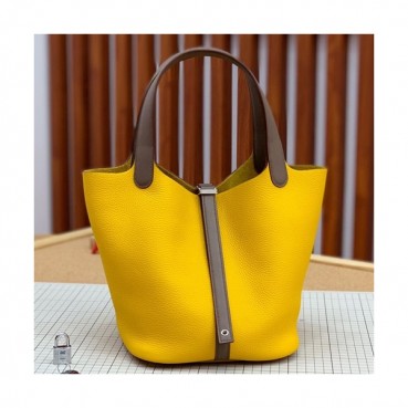 Hermes 2019 Picotin Lock Leather Tote Bag,18cm - 에르메스 2019 피코탄 락 레더 여성용 토트백 HERB0755, 18cm,옐로우